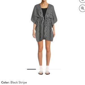NWT No Boundaries Juniors’ Caftan Coverup Black & White Stripe